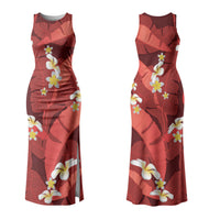 Red Banana Leaf Hawaii Couples Matching Tank Maxi Dress and Long Sleeve Button Shirt Lau Maia Plumeria Tropical Summer Vibes LT14 - Polynesian Pride