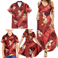 Red Banana Leaf Hawaii Family Matching Summer Maxi Dress and Hawaiian Shirt Lau Maia Plumeria Tropical Summer Vibes LT14 - Polynesian Pride