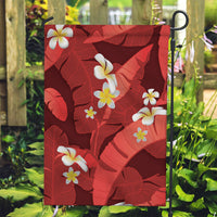 Red Banana Leaf Hawaii Garden Flag Lau Maia Plumeria Tropical Summer Vibes LT14 Garden Flag Red - Polynesian Pride