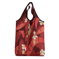 Red Banana Leaf Hawaii Grocery Bag Lau Maia Plumeria Tropical Summer Vibes LT14 - Polynesian Pride