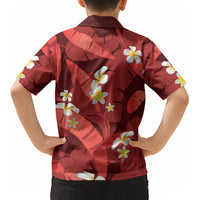Red Banana Leaf Hawaii Kid Hawaiian Shirt Lau Maia Plumeria Tropical Summer Vibes LT14 - Polynesian Pride