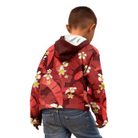 Red Banana Leaf Hawaii Kid Hoodie Lau Maia Plumeria Tropical Summer Vibes LT14 - Polynesian Pride