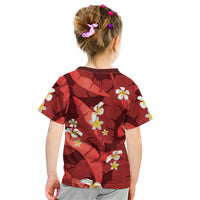 Red Banana Leaf Hawaii Kid T Shirt Lau Maia Plumeria Tropical Summer Vibes LT14 - Polynesian Pride