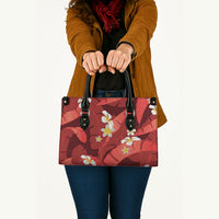 Red Banana Leaf Hawaii Leather Bag Lau Maia Plumeria Tropical Summer Vibes LT14 - Polynesian Pride