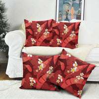 Red Banana Leaf Hawaii Pillow Cover Lau Maia Plumeria Tropical Summer Vibes LT14 - Polynesian Pride