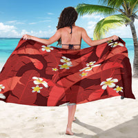Red Banana Leaf Hawaii Sarong Lau Maia Plumeria Tropical Summer Vibes LT14 - Polynesian Pride