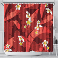 Red Banana Leaf Hawaii Shower Curtain Lau Maia Plumeria Tropical Summer Vibes LT14 - Polynesian Pride