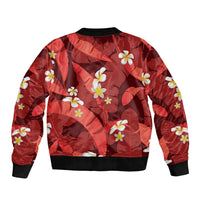 Red Banana Leaf Hawaii Sleeve Zip Bomber Jacket Lau Maia Plumeria Tropical Summer Vibes LT14 - Polynesian Pride