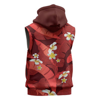 Red Banana Leaf Hawaii Sleeveless Zip Hoodie Lau Maia Plumeria Tropical Summer Vibes LT14 - Polynesian Pride