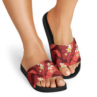 Red Banana Leaf Hawaii Slide Sandals Lau Maia Plumeria Tropical Summer Vibes LT14 - Polynesian Pride
