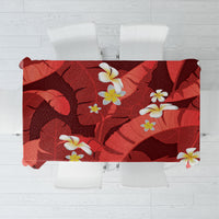 Red Banana Leaf Hawaii Tablecloth Lau Maia Plumeria Tropical Summer Vibes LT14 Red - Polynesian Pride