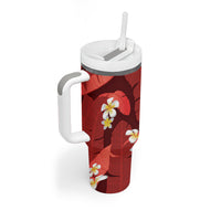 Red Banana Leaf Hawaii Tumbler With Handle Lau Maia Plumeria Tropical Summer Vibes LT14 - Polynesian Pride