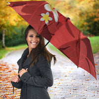 Red Banana Leaf Hawaii Umbrella Lau Maia Plumeria Tropical Summer Vibes LT14 - Polynesian Pride