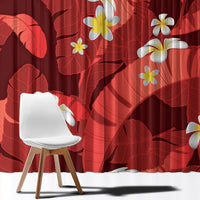 Red Banana Leaf Hawaii Window Curtain Lau Maia Plumeria Tropical Summer Vibes LT14 - Polynesian Pride