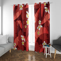 Red Banana Leaf Hawaii Window Curtain Lau Maia Plumeria Tropical Summer Vibes LT14 With Grommets Red - Polynesian Pride