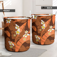 Orange Banana Leaf Hawaii Laundry Basket Lau Maia Plumeria Tropical Summer Vibes LT14 - Polynesian Pride