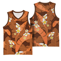 Orange Banana Leaf Hawaii Basketball Jersey Lau Maia Plumeria Tropical Summer Vibes LT14 - Polynesian Pride