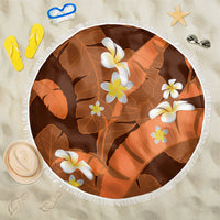 Orange Banana Leaf Hawaii Beach Blanket Lau Maia Plumeria Tropical Summer Vibes LT14 One Size 150cm Orange - Polynesian Pride