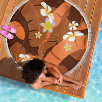 Orange Banana Leaf Hawaii Beach Blanket Lau Maia Plumeria Tropical Summer Vibes LT14 - Polynesian Pride