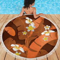 Orange Banana Leaf Hawaii Beach Blanket Lau Maia Plumeria Tropical Summer Vibes LT14 - Polynesian Pride