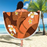 Orange Banana Leaf Hawaii Beach Blanket Lau Maia Plumeria Tropical Summer Vibes LT14 - Polynesian Pride