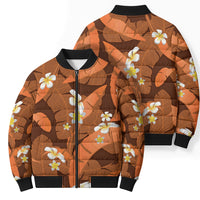Orange Banana Leaf Hawaii Bomber Puffer Jacket Lau Maia Plumeria Tropical Summer Vibes LT14 - Polynesian Pride
