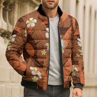 Orange Banana Leaf Hawaii Bomber Puffer Jacket Lau Maia Plumeria Tropical Summer Vibes LT14 - Polynesian Pride