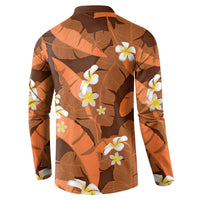 Orange Banana Leaf Hawaii Button Sweatshirt Lau Maia Plumeria Tropical Summer Vibes LT14 - Polynesian Pride
