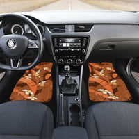 Orange Banana Leaf Hawaii Car Mats Lau Maia Plumeria Tropical Summer Vibes LT14 Set 2pcs - Front Orange - Polynesian Pride