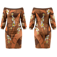Orange Banana Leaf Hawaii Couples Matching Off The Shoulder Long Sleeve Dress and Hawaiian Shirt Lau Maia Plumeria Tropical Summer Vibes LT14 - Polynesian Pride