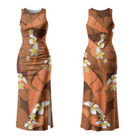 Orange Banana Leaf Hawaii Couples Matching Tank Maxi Dress and Long Sleeve Button Shirt Lau Maia Plumeria Tropical Summer Vibes LT14 - Polynesian Pride