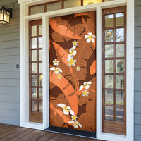 Orange Banana Leaf Hawaii Door Cover Lau Maia Plumeria Tropical Summer Vibes LT14 - Polynesian Pride