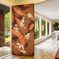 Orange Banana Leaf Hawaii Door Cover Lau Maia Plumeria Tropical Summer Vibes LT14 - Polynesian Pride
