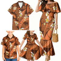 Orange Banana Leaf Hawaii Family Matching Mermaid Dress and Hawaiian Shirt Lau Maia Plumeria Tropical Summer Vibes LT14 - Polynesian Pride