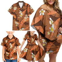 Orange Banana Leaf Hawaii Family Matching Off Shoulder Short Dress and Hawaiian Shirt Lau Maia Plumeria Tropical Summer Vibes LT14 - Polynesian Pride