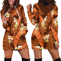 Orange Banana Leaf Hawaii Hoodie Dress Lau Maia Plumeria Tropical Summer Vibes LT14 - Polynesian Pride