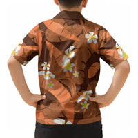 Orange Banana Leaf Hawaii Kid Hawaiian Shirt Lau Maia Plumeria Tropical Summer Vibes LT14 - Polynesian Pride
