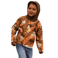 Orange Banana Leaf Hawaii Kid Hoodie Lau Maia Plumeria Tropical Summer Vibes LT14 - Polynesian Pride