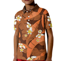 Orange Banana Leaf Hawaii Kid Polo Shirt Lau Maia Plumeria Tropical Summer Vibes LT14 Kid Orange - Polynesian Pride
