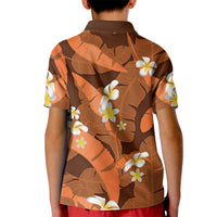 Orange Banana Leaf Hawaii Kid Polo Shirt Lau Maia Plumeria Tropical Summer Vibes LT14 - Polynesian Pride