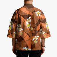 Orange Banana Leaf Hawaii Kimono Lau Maia Plumeria Tropical Summer Vibes LT14 - Polynesian Pride