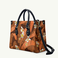 Orange Banana Leaf Hawaii Leather Bag Lau Maia Plumeria Tropical Summer Vibes LT14 Orange - Polynesian Pride