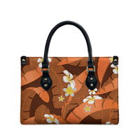 Orange Banana Leaf Hawaii Leather Bag Lau Maia Plumeria Tropical Summer Vibes LT14 - Polynesian Pride