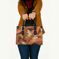 Orange Banana Leaf Hawaii Leather Bag Lau Maia Plumeria Tropical Summer Vibes LT14 - Polynesian Pride
