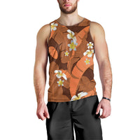 Orange Banana Leaf Hawaii Men Tank Top Lau Maia Plumeria Tropical Summer Vibes LT14 - Polynesian Pride