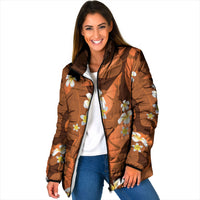Orange Banana Leaf Hawaii Padded Jacket Lau Maia Plumeria Tropical Summer Vibes LT14 Women Orange - Polynesian Pride
