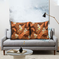 Orange Banana Leaf Hawaii Pillow Cover Lau Maia Plumeria Tropical Summer Vibes LT14 - Polynesian Pride