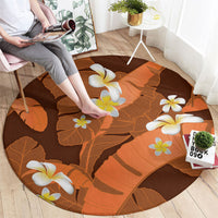 Orange Banana Leaf Hawaii Round Carpet Lau Maia Plumeria Tropical Summer Vibes LT14 - Polynesian Pride