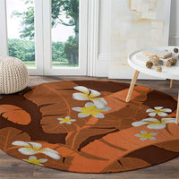 Orange Banana Leaf Hawaii Round Carpet Lau Maia Plumeria Tropical Summer Vibes LT14 - Polynesian Pride