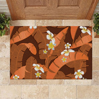 Orange Banana Leaf Hawaii Rubber Doormat Lau Maia Plumeria Tropical Summer Vibes LT14 Orange - Polynesian Pride